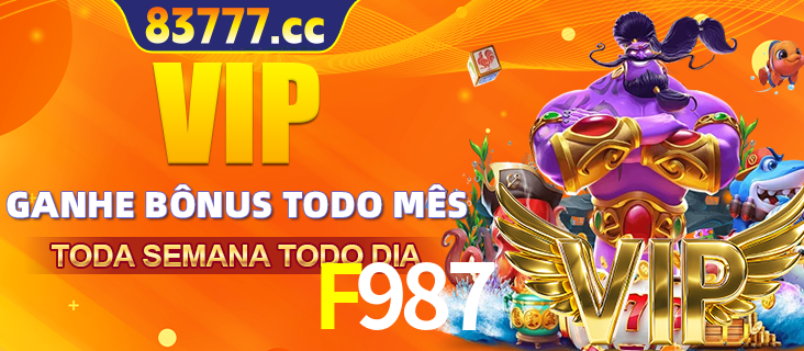 Banner promocional do F987 oferecendo 100% de recompensas adicionais contínuas para quem fizer o login diário (Daily sign-in), com um mascote de coelho.