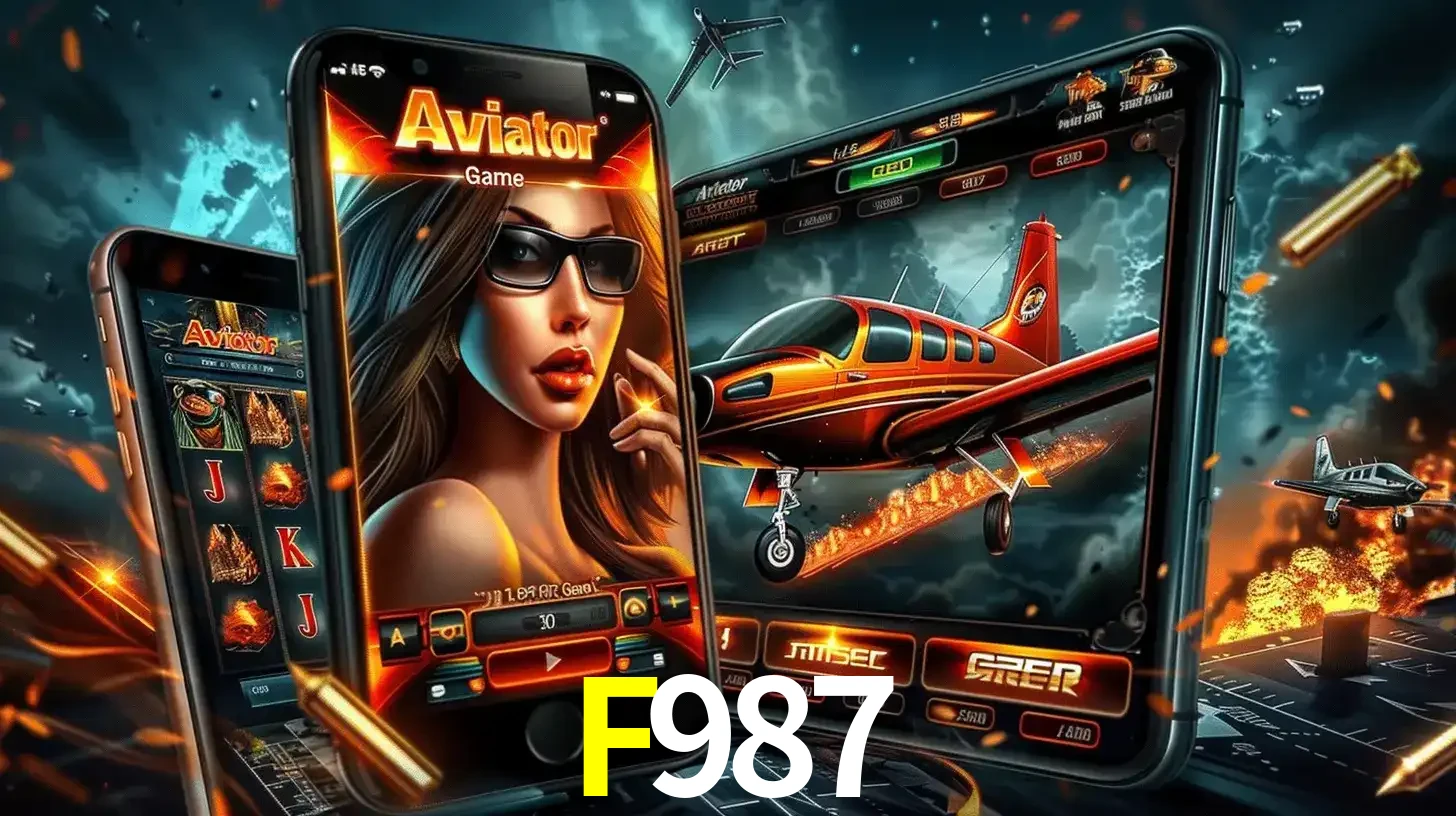 O popular jogo de apostas Aviator exibido em vários celulares e tablets, mostrando a interface emocionante e a ação de voo disponíveis para jogar agora no F987.
