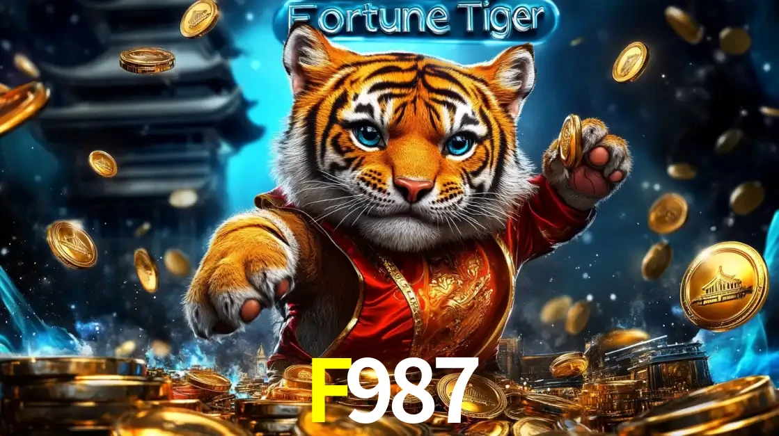 Imagem promocional do jogo de slot Fortune Tiger, com um tigre majestoso em traje tradicional cercado por uma fortuna em moedas de ouro, disponível agora no cassino F987.